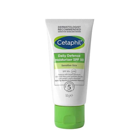 CETAPHIL DAILY DEFENCE MOISTURISER SENSITIVE SKIN SPF 50+ UVA 50G