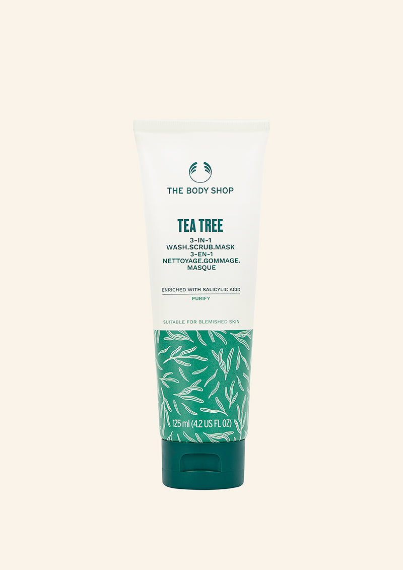 THE BODY SHOP TEA TREE 3IN1 WASH SCRUB & MASK 125ML