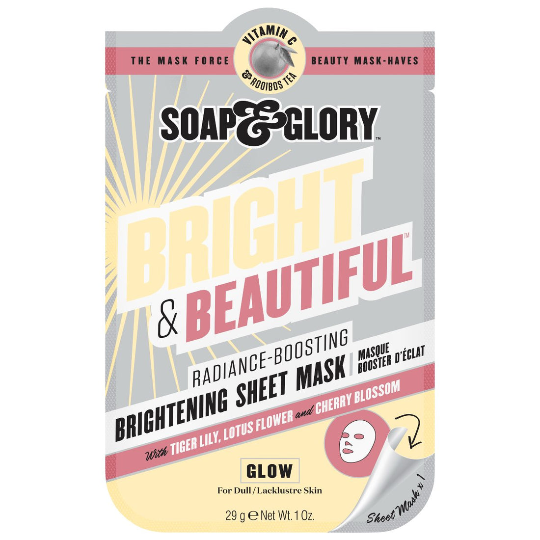 SOAP & GLORY BRIGHT & BEAUTIFUL SHEET MASK 19G